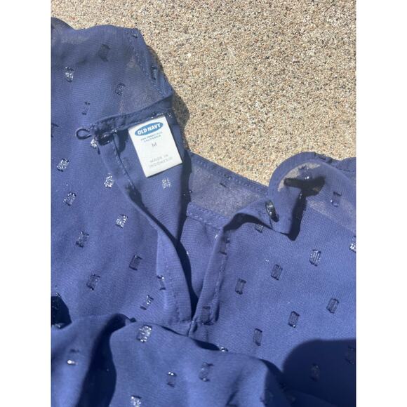 Old Navy Dress Women Size Medium Navy Detail Long Sleeve Cold Shoulder Mini - Picture 6 of 7